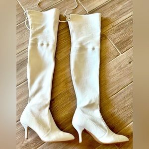 COPY - Stuart Weitzman white leather over the knee lace up boot